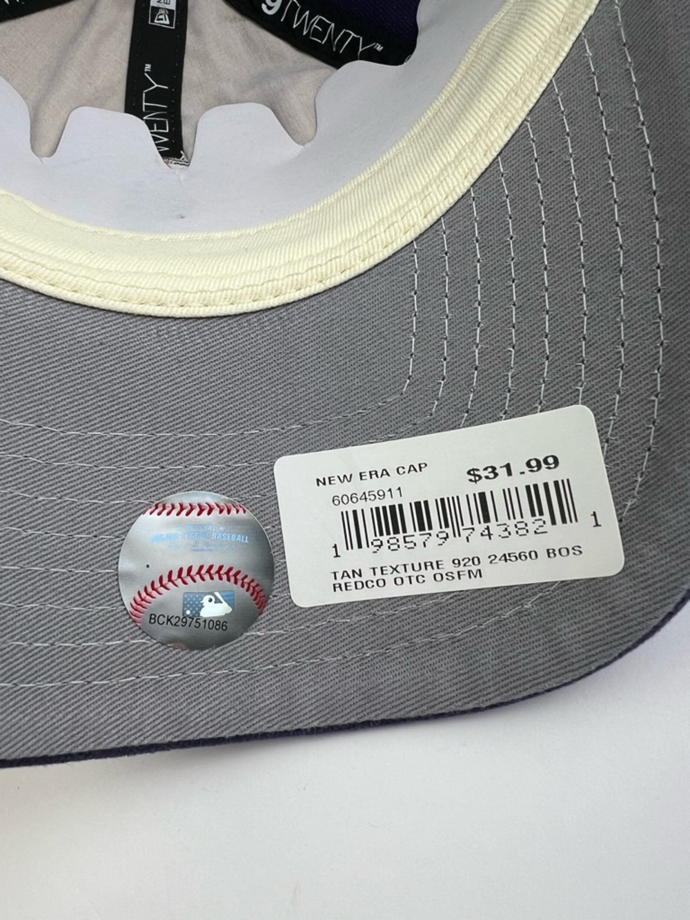 Boston Red Sox Hat New Era 9TWENTYThe League Tan Blue TEXTURE Cap Strap Adjust - Picture 9 of 11